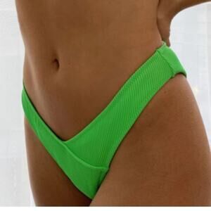 We Are We Wear Ashley V Front Brazilian Bikini Bottom in Green Size L  NEW